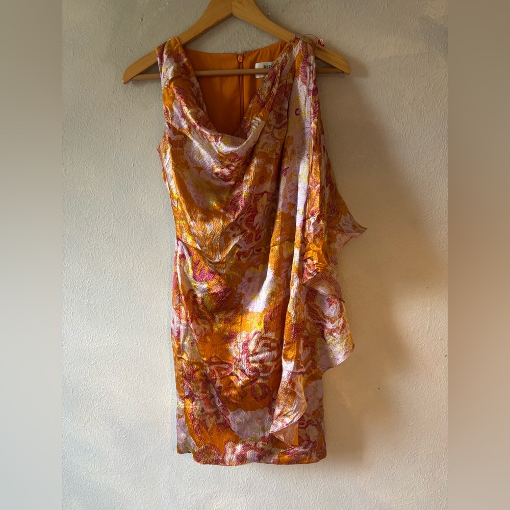 Badgley Mischka One Shoulder Dress in Orange and Pink‎